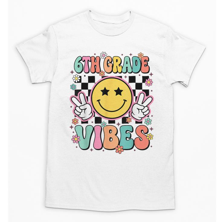 Groovy Sixth 6TH Grade Vibes Back To School First Day Kids Unisex T-Shirt