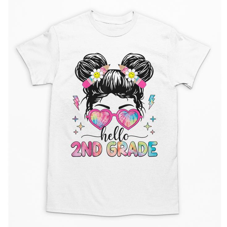 Hello 2nd Grade Messy Bun Girl Back To School First Day Unisex T-Shirt