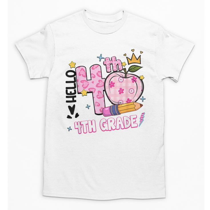 Hello Fourth 4th Grade Leopard Tie Dye Girl Back To School Unisex T-Shirt
