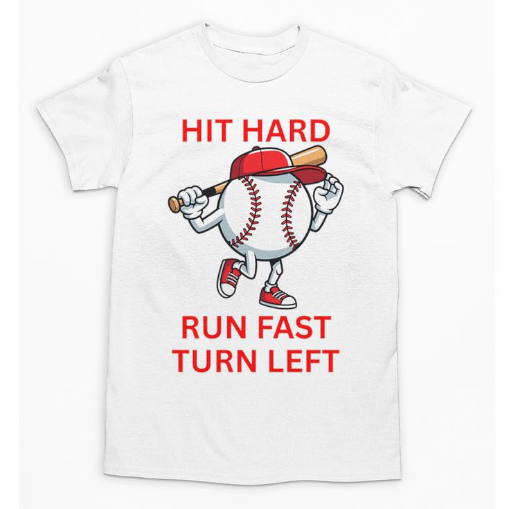 Hit Hard Run Fast Turn Left Baseball Player Premium Tri-Blend Unisex T-Shirt