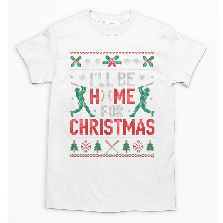 I’Ll Be Home For Christmas Baseball Ugly Sweater Art Unisex T-Shirt
