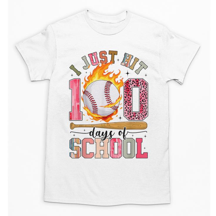 I Just Hit 100 Days Of School Baseball Lovers Fans Boys Kids Unisex T-Shirt