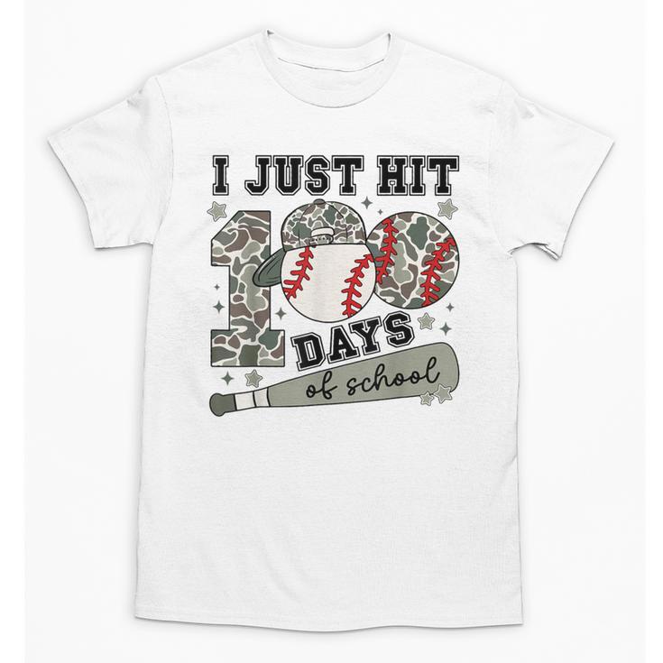 I Just Hit 100 Days Of School Camo Baseball 100 Days Smarter Unisex T-Shirt