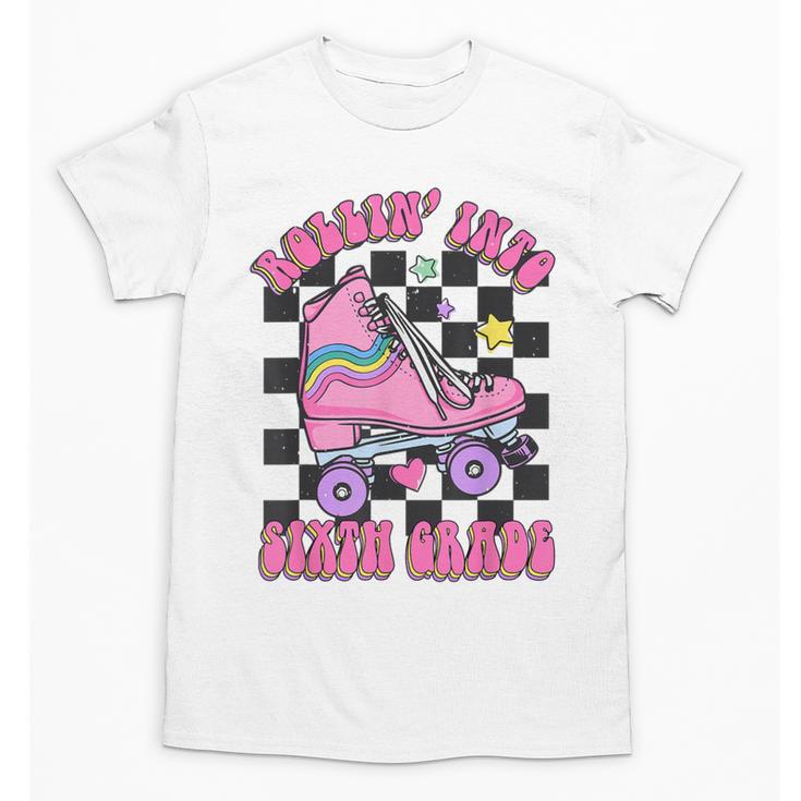 Kids Back To School Skating Rollin Into Sixth 6th Grade Unisex T-Shirt