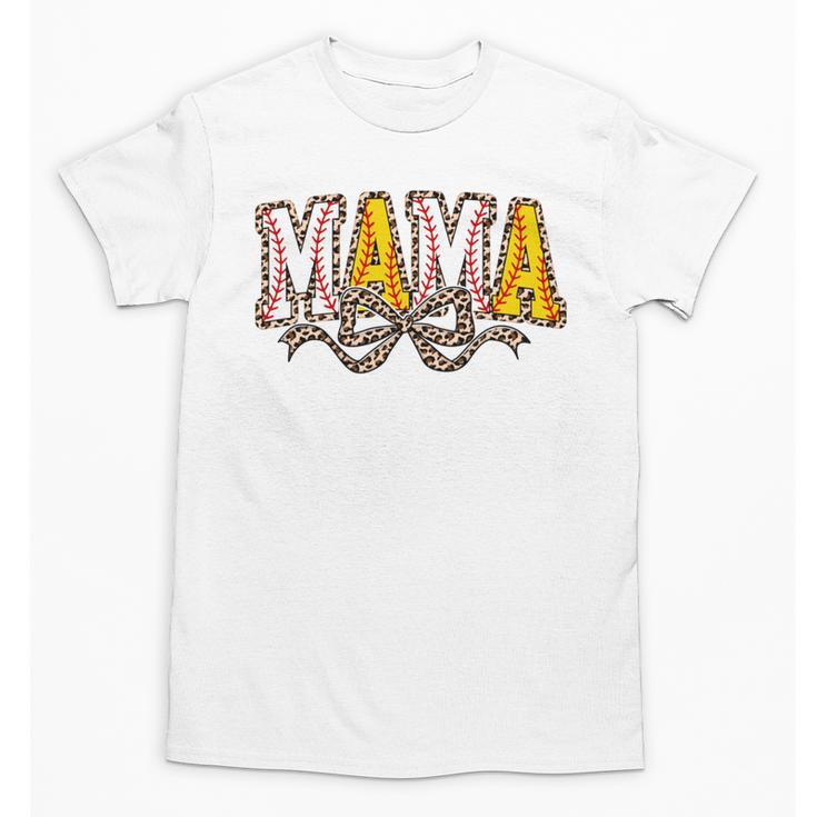Leopard Baseball Softball Mama Bow Softball Baseball Mom Unisex T-Shirt