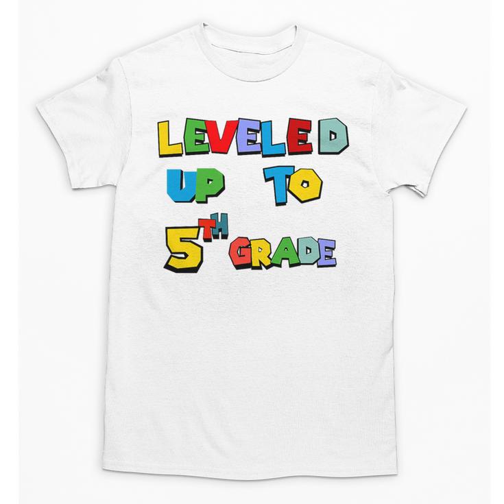 Leveled Up To 5th Grade Back To School Kids Boys Premium Tri-Blend Unisex T-Shirt