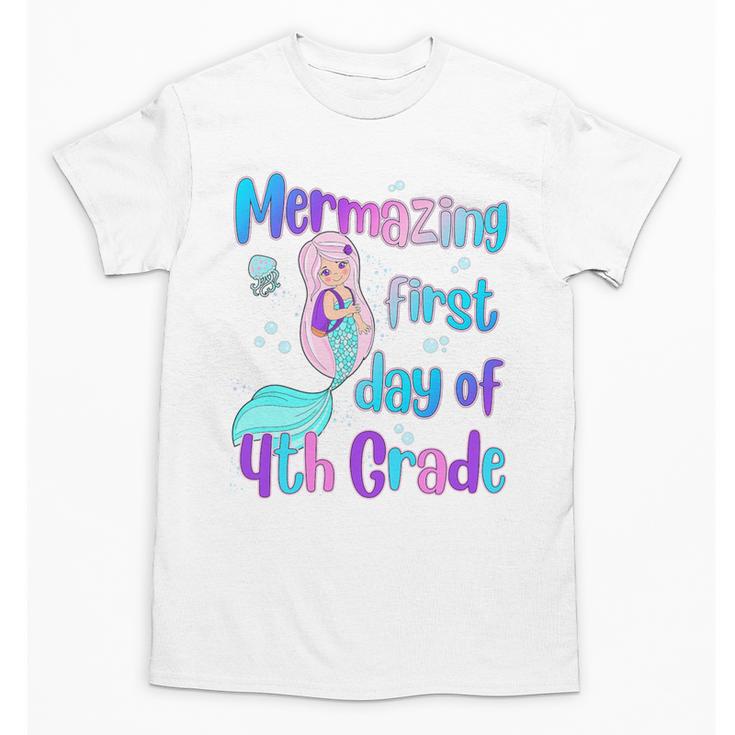 Mermazing First Day Of Fourth Grade Back To School Mermaid Premium Tri-Blend Unisex T-Shirt