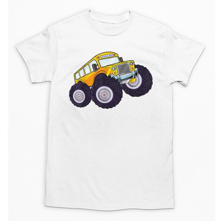 Monster Truck School Bus Yellow Back To School Kids Toddler Unisex T-Shirt