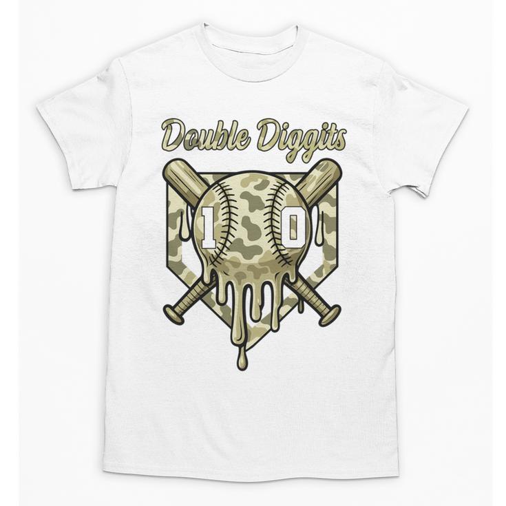 Old School Camo Baseball Drip Double Digits 10th Birthday Unisex T-Shirt
