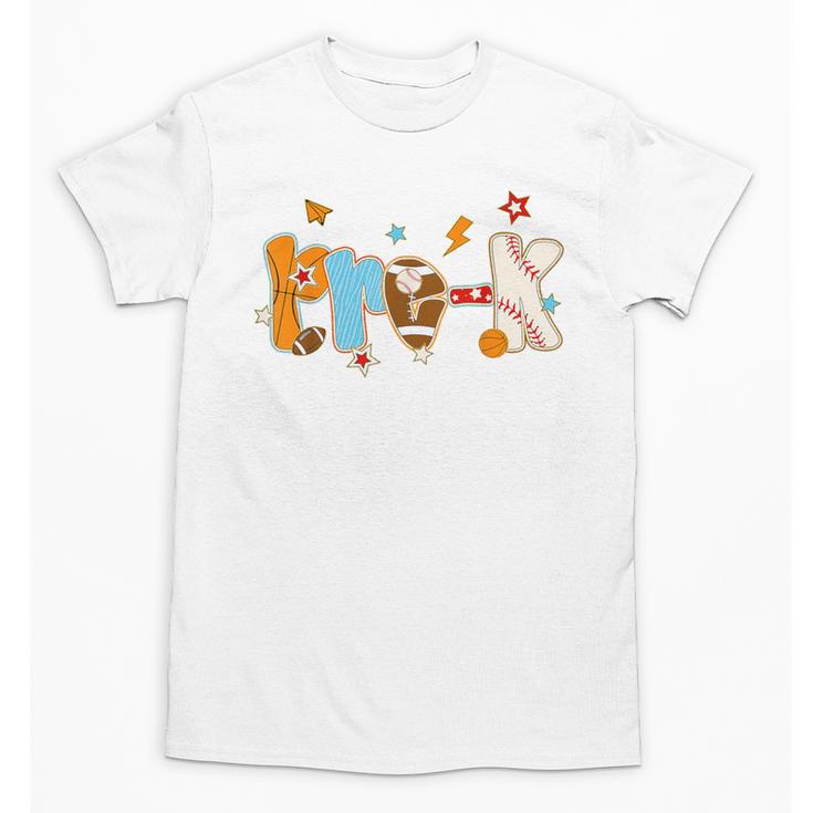 Pre K Preschool Football Basketball Baseball Back To School Unisex T-Shirt