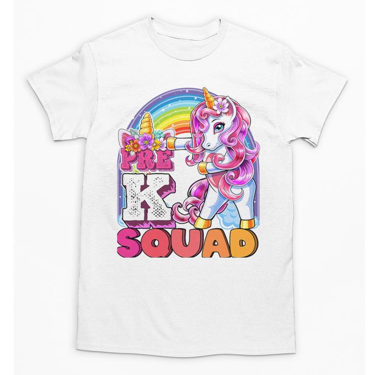 Pre-K Squad Flossing Unicorn Back To School Girls Premium Tri-Blend Unisex T-Shirt