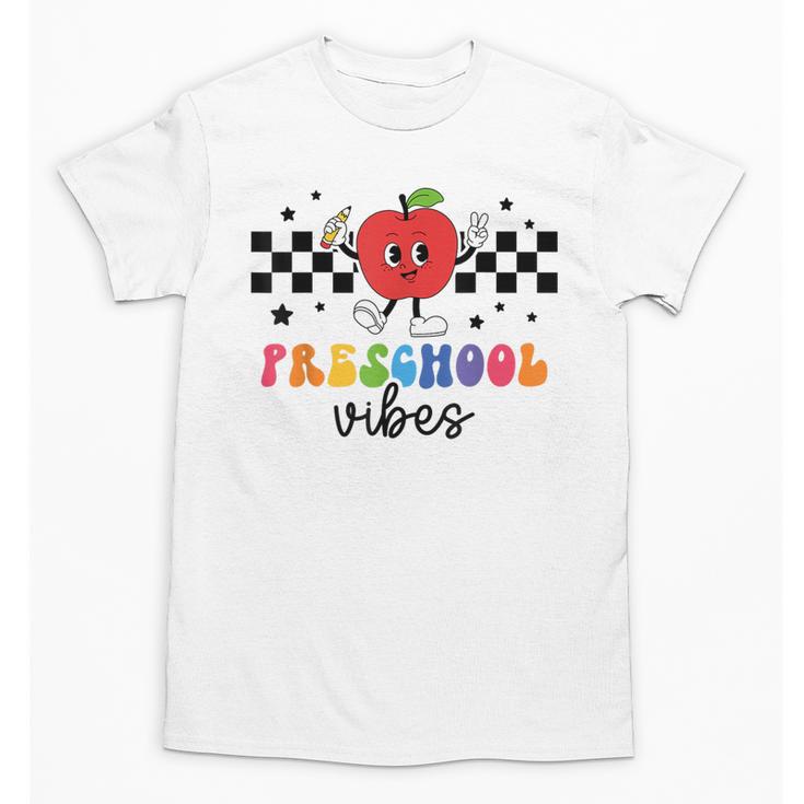 Preschool Vibes Retro Groovy Apple Back To School Unisex T-Shirt