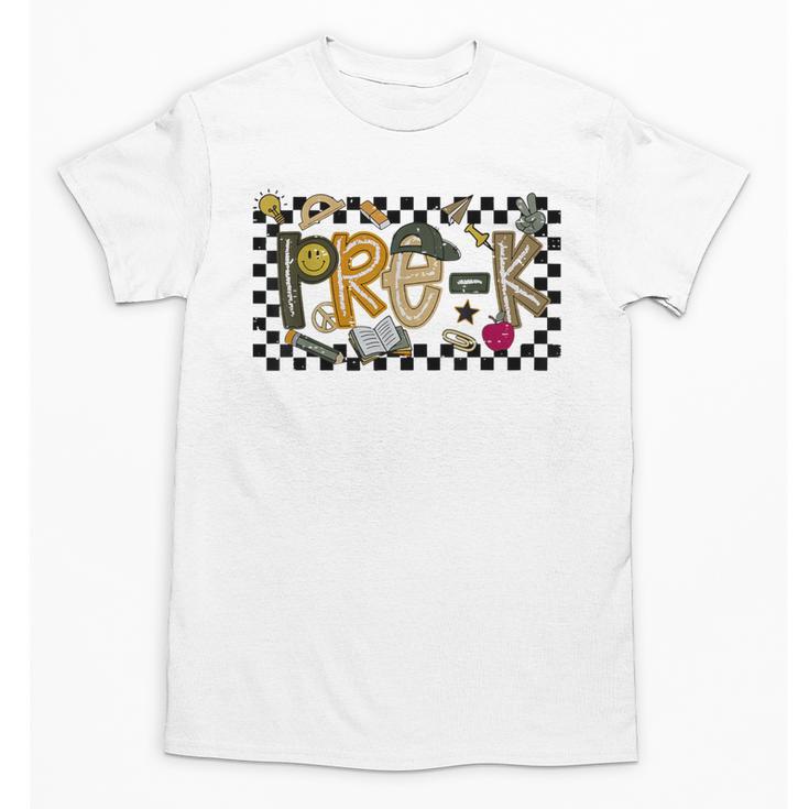 Retro Checkered Back To School Pre K Dude Cute Kid Preschool Unisex T-Shirt Retro Checkered Back To School Pre K Dude Cute Kid Preschool Unisex T-Shirt