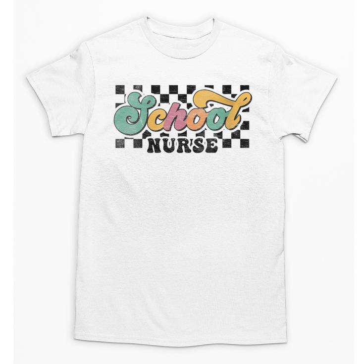 Retro Checkered School Nurse Squad Back To School Graduation Unisex T-Shirt