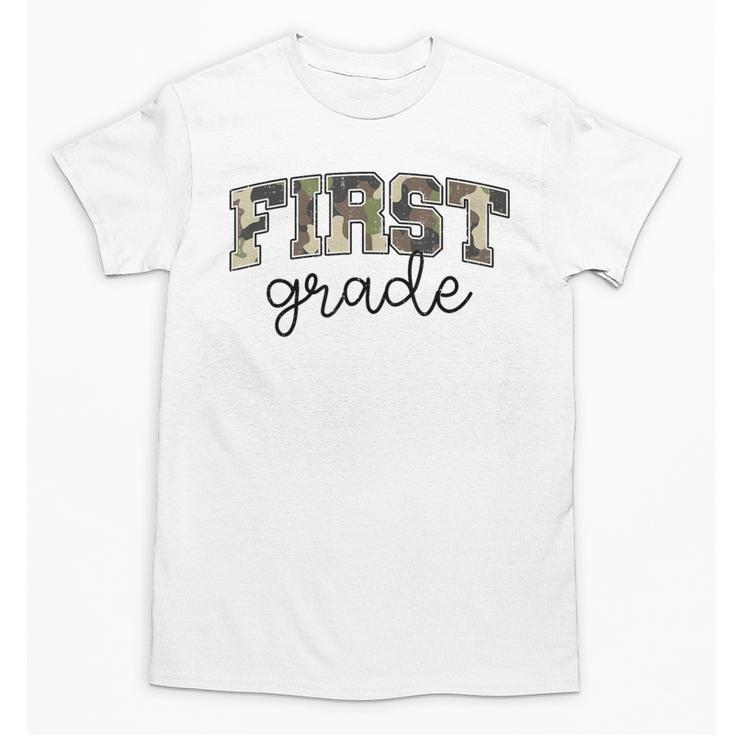 Retro First Grade Old Camo Back To School Boy Girl 1st Grade Unisex T-Shirt