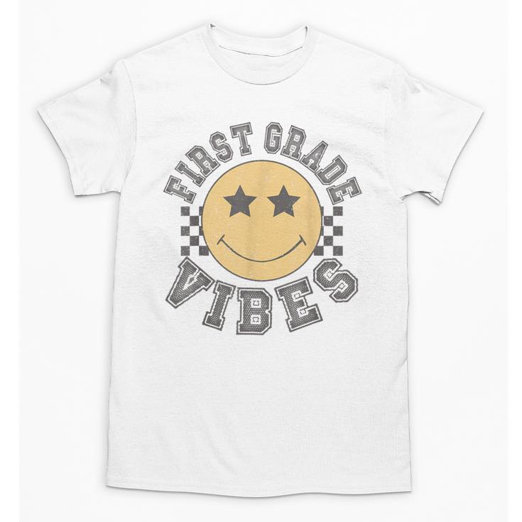 Retro First Grade Vibes Smile Face Back To School 1st Grade Unisex T-Shirt