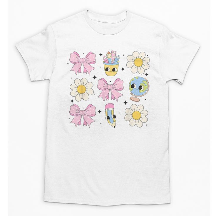 Retro Groovy Back To School Coquette First Day Of School Unisex T-Shirt