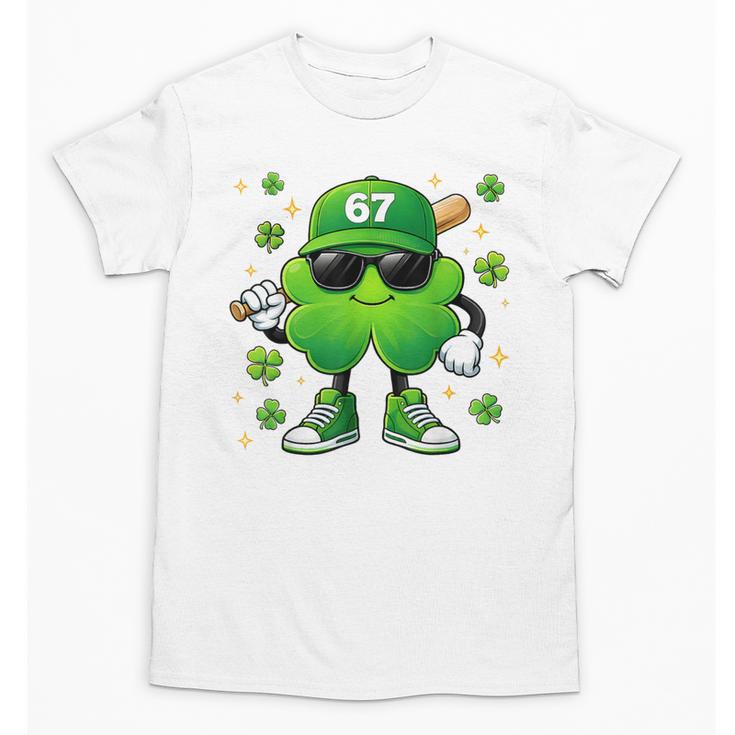 Shamrocks Playing Baseball St Patricks Day 6 7 Meme Men Boys Unisex T-Shirt