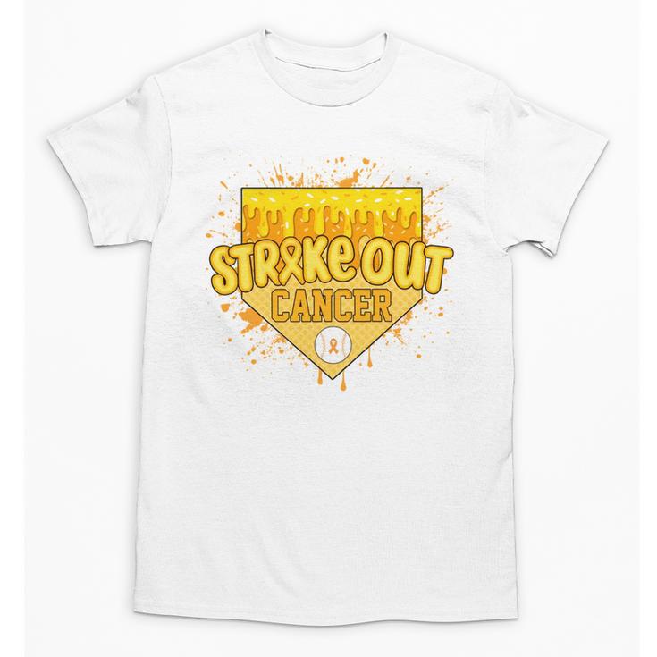 Strike Out Childhood Cancer Boys Baseball Drip Gold Ribbon Unisex T-Shirt