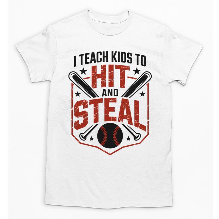 I Teach Kids To Hit And Steal Baseball Softball Coach Premium Tri-Blend Unisex T-Shirt