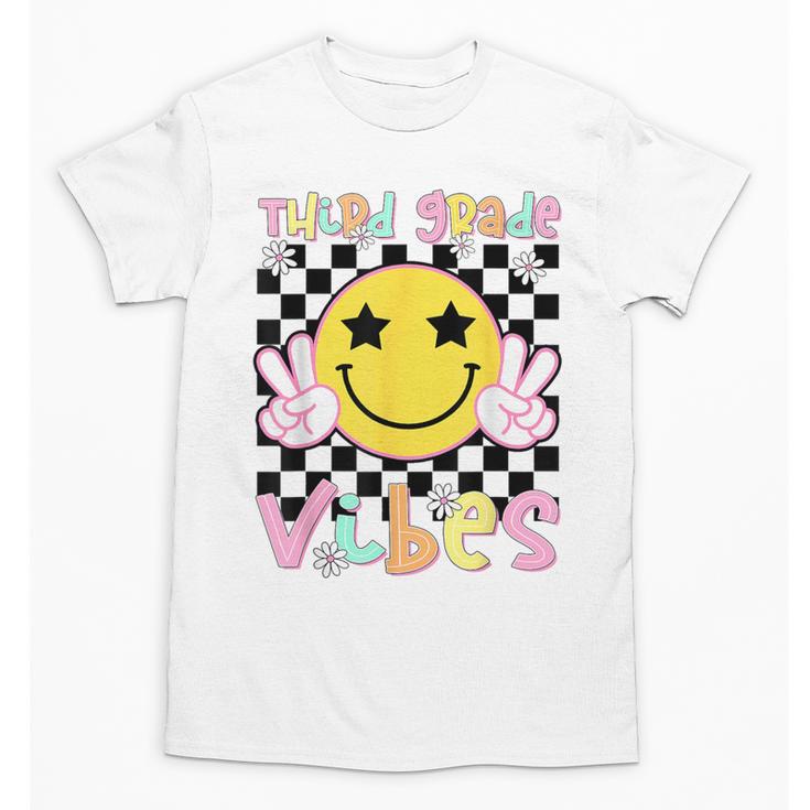 Third Grade Vibes Groovy Smile Face Back To School Girl Kid Unisex T-Shirt