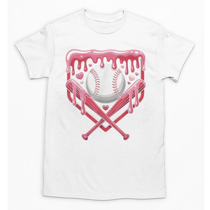 Valentines Baseball Boys Ice Cream Drip Heart Youth Kids Unisex T-Shirt