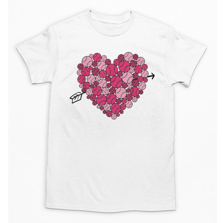 Valentine's Day Baseball Heart Softball Player Sports Lover Unisex T-Shirt
