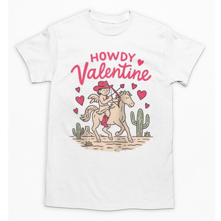 Valentine’s Day Western Life Cowboys Cupid Howdy Valentine Raglan Baseball Tee Unisex T-Shirt