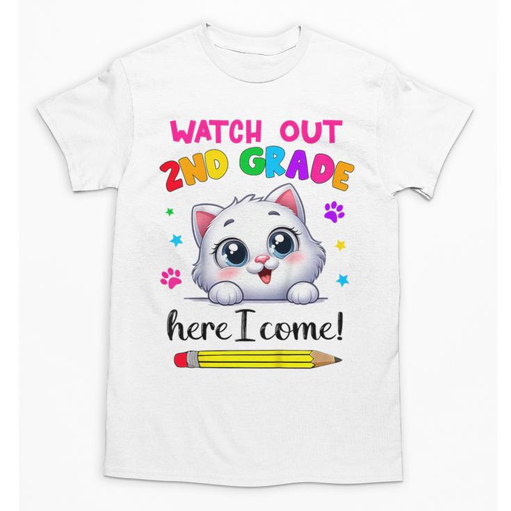 Watch Out 2nd Grade Here I Come Girls Cat Back To School Unisex T-Shirt