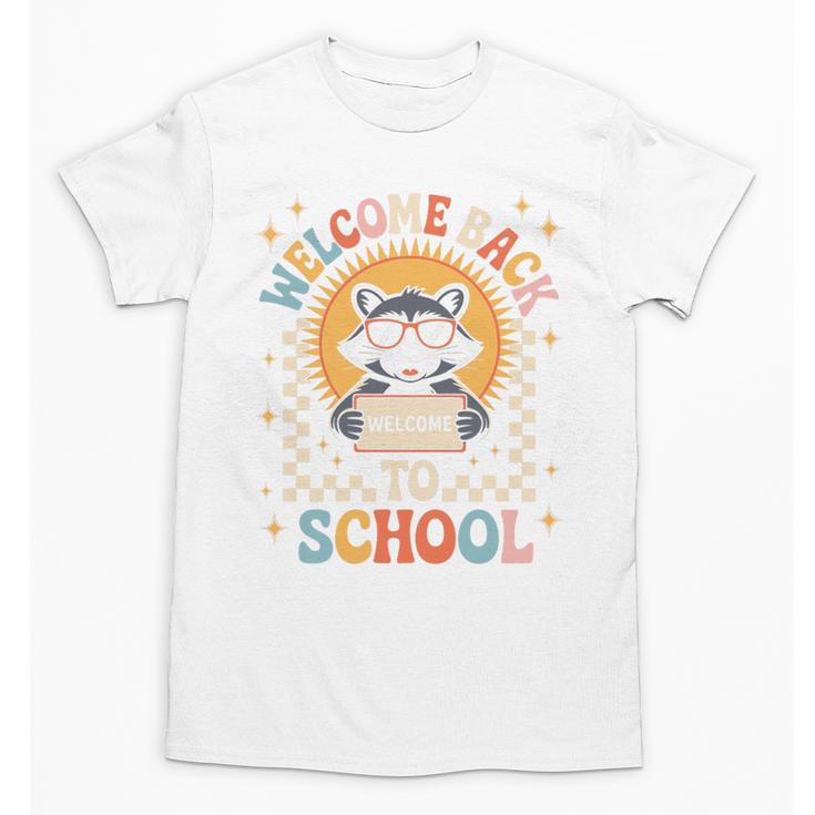 Welcome Back To School Raccoon First Day Of School Checkered Premium Tri-Blend Unisex T-Shirt