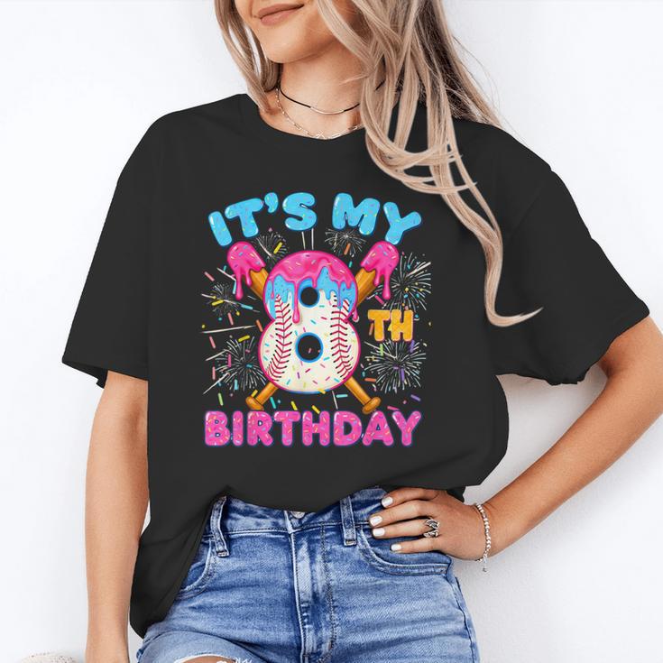 8th Birthday Baseball 8 Year Old Ice Cream Drip Boy Baseball Unisex T-Shirt