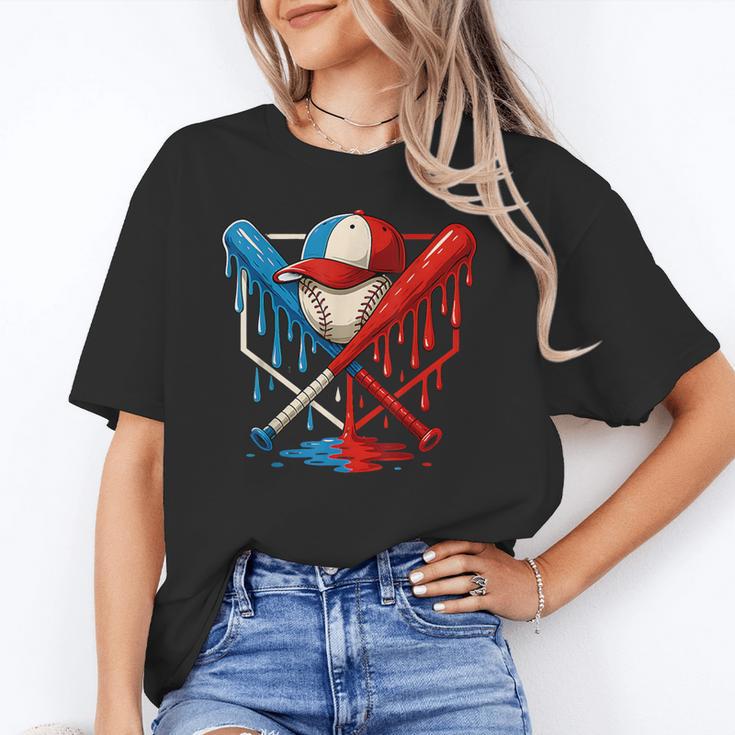 American Baseball Drip Graffiti Ball And Bat Unisex T-Shirt