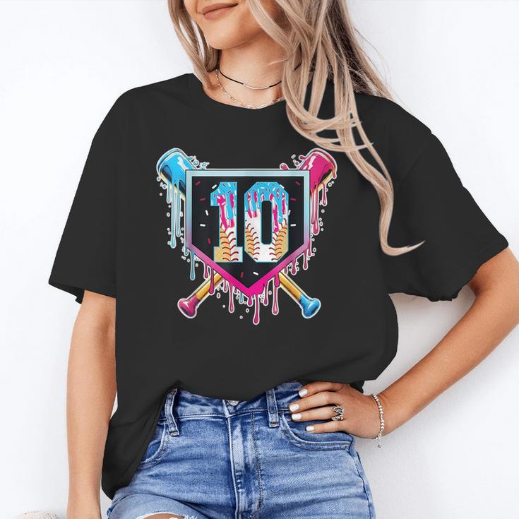 Baseball 10 Year Old Boy Ice Cream Drip 10th Birthday Player Unisex T-Shirt