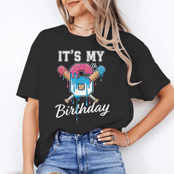Baseball 6 Year Old Ice Cream Drip 6th Birthday Boy Number 6 Unisex T-Shirt