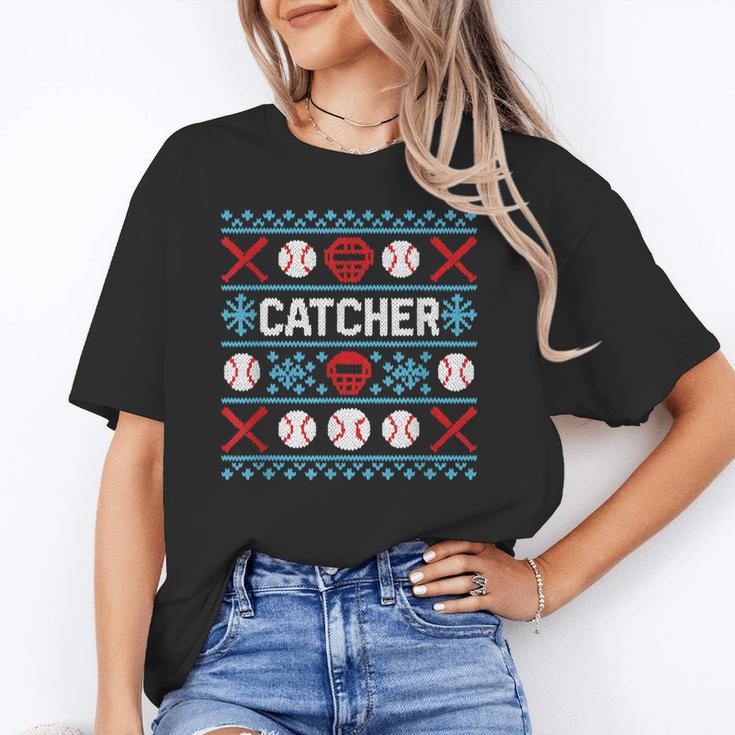 Baseball Catcher Ugly Christmas Sweater Pattern Sports Xmas Unisex T-Shirt Baseball Catcher Ugly Christmas Sweater Pattern Sports Xmas Unisex T-Shirt