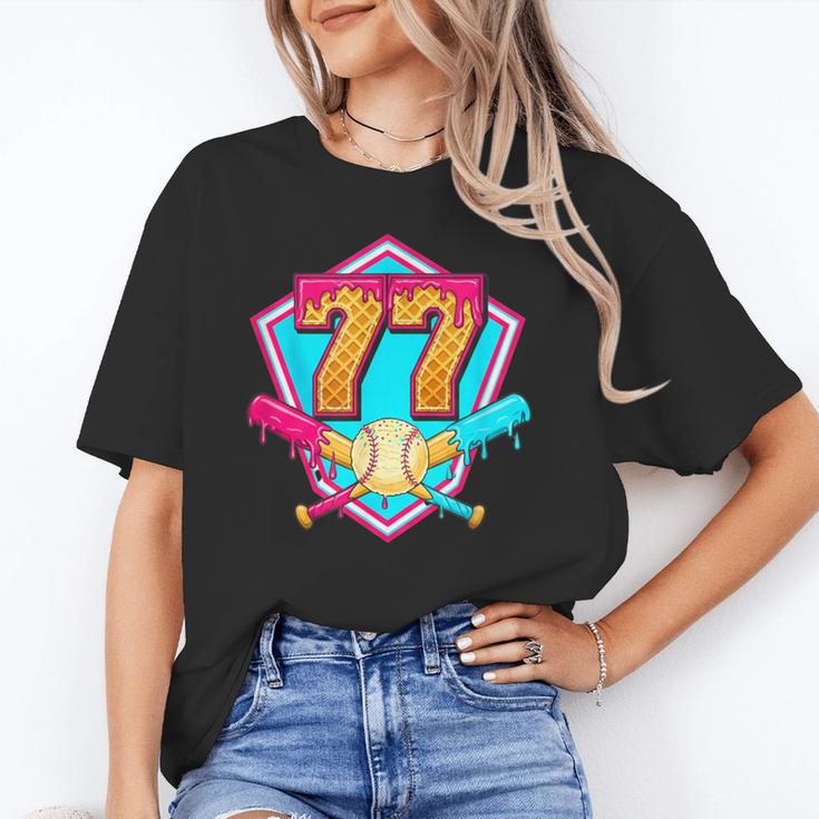 Baseball Drip Jersey Number 77 For Players & 77th Birthday Unisex T-Shirt