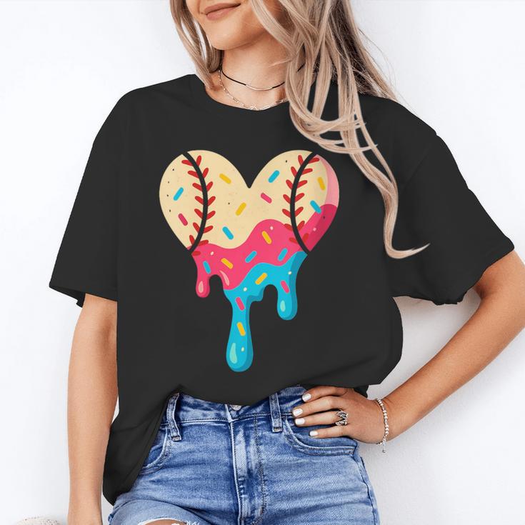 Baseball Drip Melting Ice Cream Baseball Heart Boys Girls Unisex T-Shirt Baseball Drip Melting Ice Cream Baseball Heart Boys Girls Unisex T-Shirt