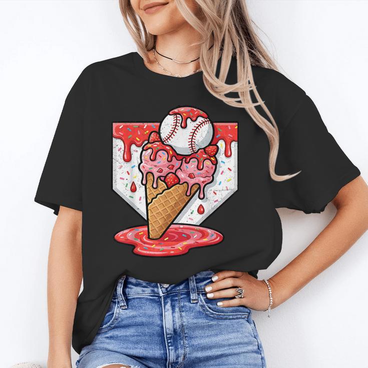 Baseball Ice Cream Drip Baseball Strawberry For Youth Red Unisex T-Shirt Baseball Ice Cream Drip Baseball Strawberry For Youth Red Unisex T-Shirt