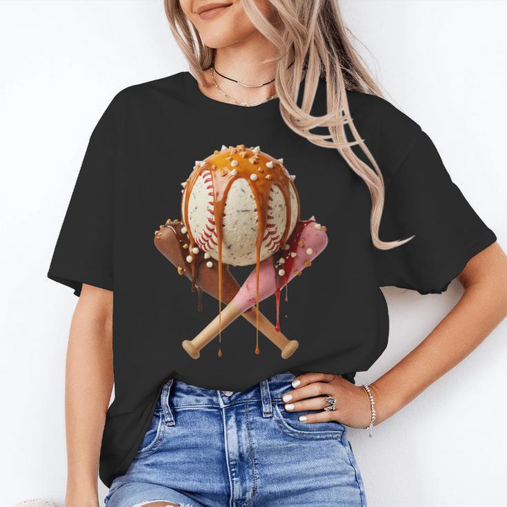 Baseball Ice Cream Drip Style Melting Ice Cream Youth Teen Unisex T-Shirt Baseball Ice Cream Drip Style Melting Ice Cream Youth Teen Unisex T-Shirt