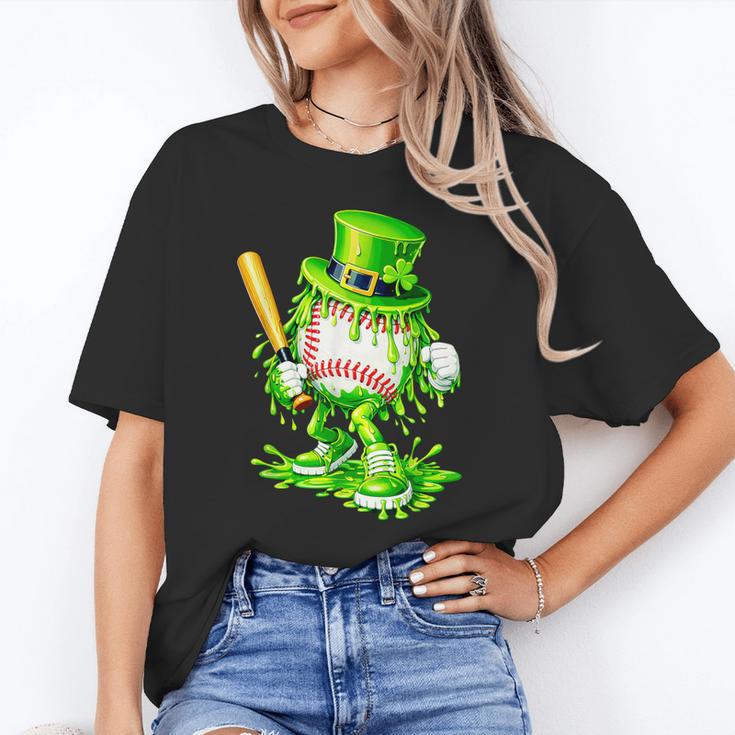 Baseball Player Ice Cream Drip Shamrocks St Patrick's Day Unisex T-Shirt