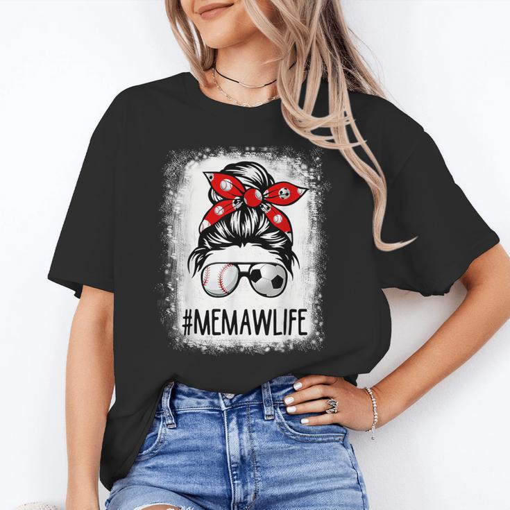 Bleached Memaw Life Soccer Messy Bun Baseball Game Day Unisex T-Shirt Bleached Memaw Life Soccer Messy Bun Baseball Game Day Unisex T-Shirt