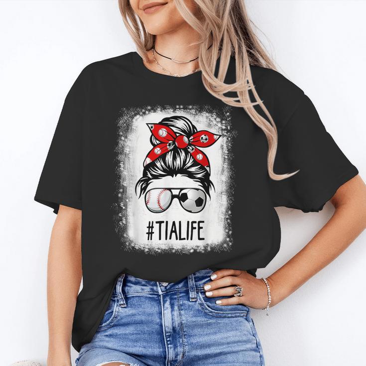Bleached Tia Life Soccer Messy Bun Baseball Game Day Unisex T-Shirt