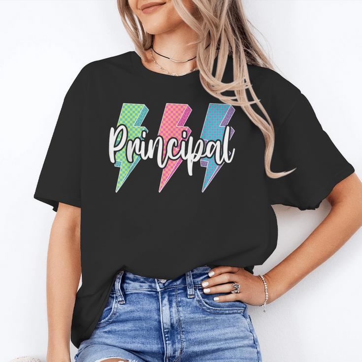 Checkered Principal Lightning Bolt Back To School Unisex T-Shirt