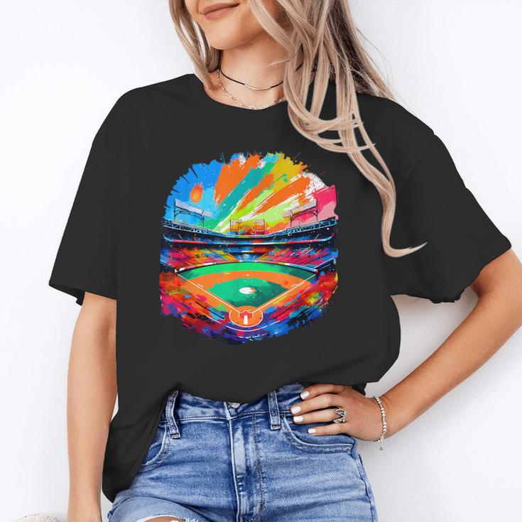 Colorful Baseball Field Home Run Baseball Player Fans Unisex T-Shirt