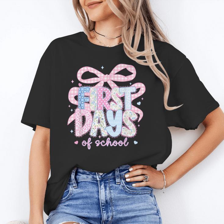 Coquette Bow Happy First Day Of School Back To School Retro Unisex T-Shirt