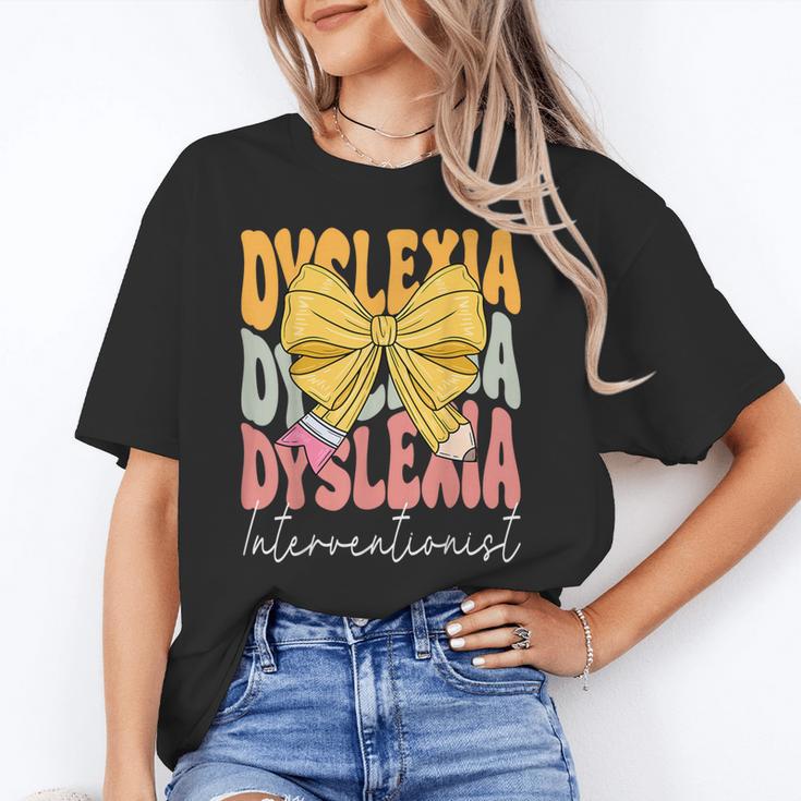Dyslexia Interventionist Groovy Coquette Bow Back To School Unisex T-Shirt Dyslexia Interventionist Groovy Coquette Bow Back To School Unisex T-Shirt