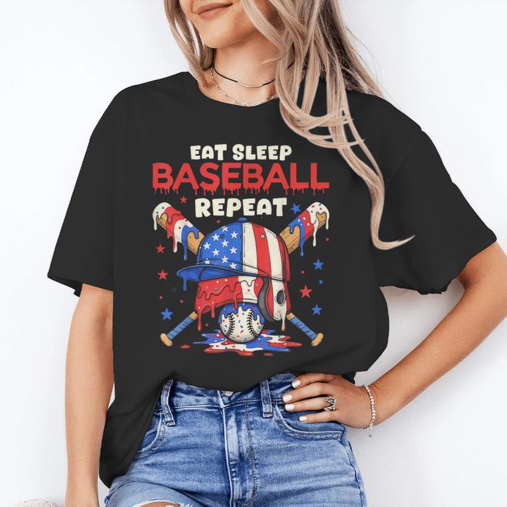 Eat Sleep Baseball Repeat Ice Cream Drip Crossed Bats Unisex T-Shirt Eat Sleep Baseball Repeat Ice Cream Drip Crossed Bats Unisex T-Shirt