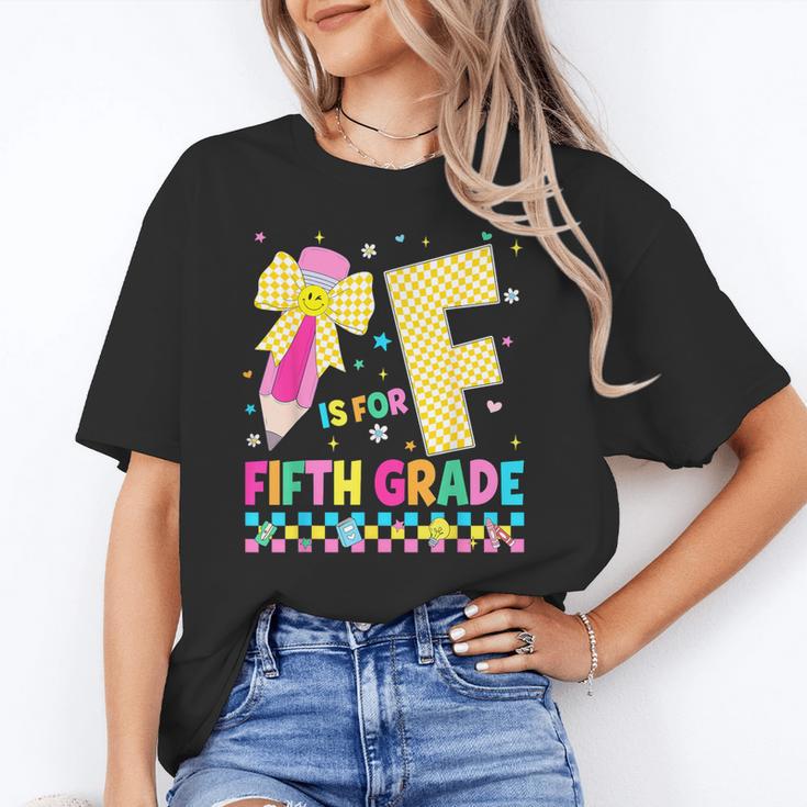 F Is For Fifth Grade Back To School Pencil Bow 5th Grade Kid Unisex T-Shirt F Is For Fifth Grade Back To School Pencil Bow 5th Grade Kid Unisex T-Shirt
