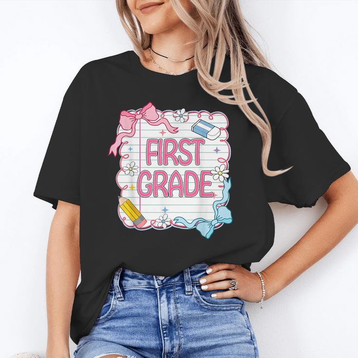 First Grade Back To School Girls Kids Coquette Bows Retro Unisex T-Shirt