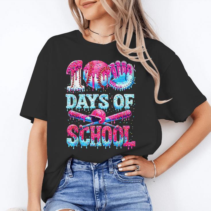 Happy 100 Days Of School Game Day Baseball Ice Cream Drip Unisex T-Shirt